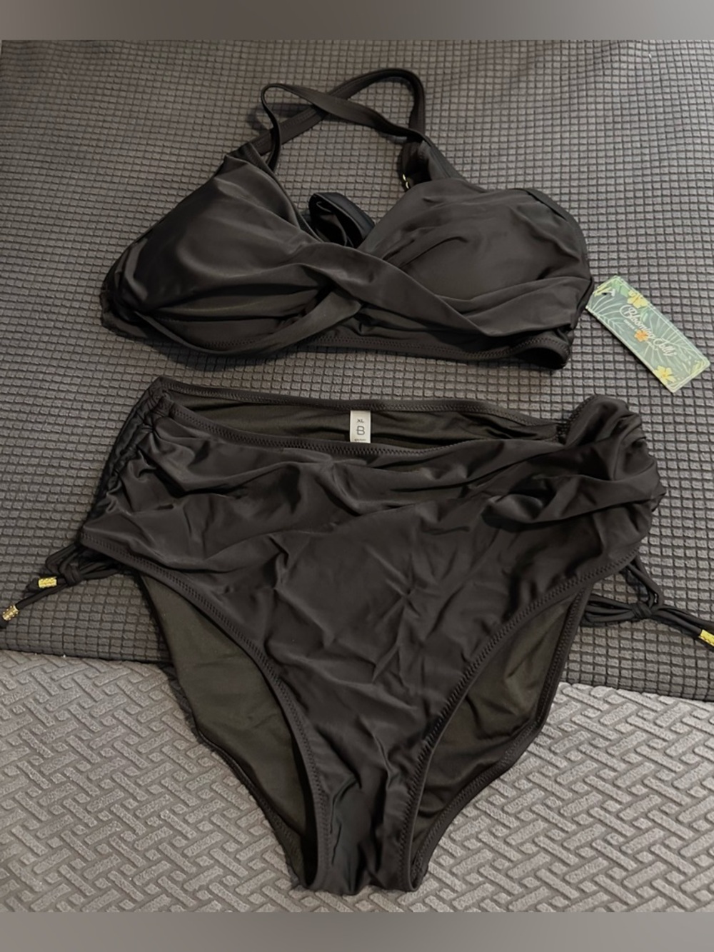 Blooming Jelly Womens High Waisted Bikini Sets XL Black with ticket - Picture 5 of 7
